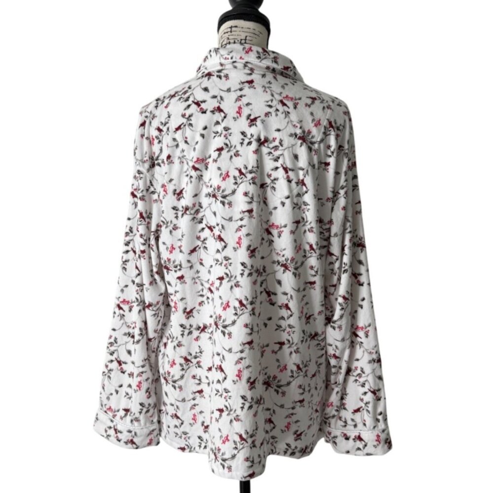 Lanz Of Salzburg Womens Floral Button-Up Pajama Top Flannel Cardinal Size M NEW - Picture 3 of 7